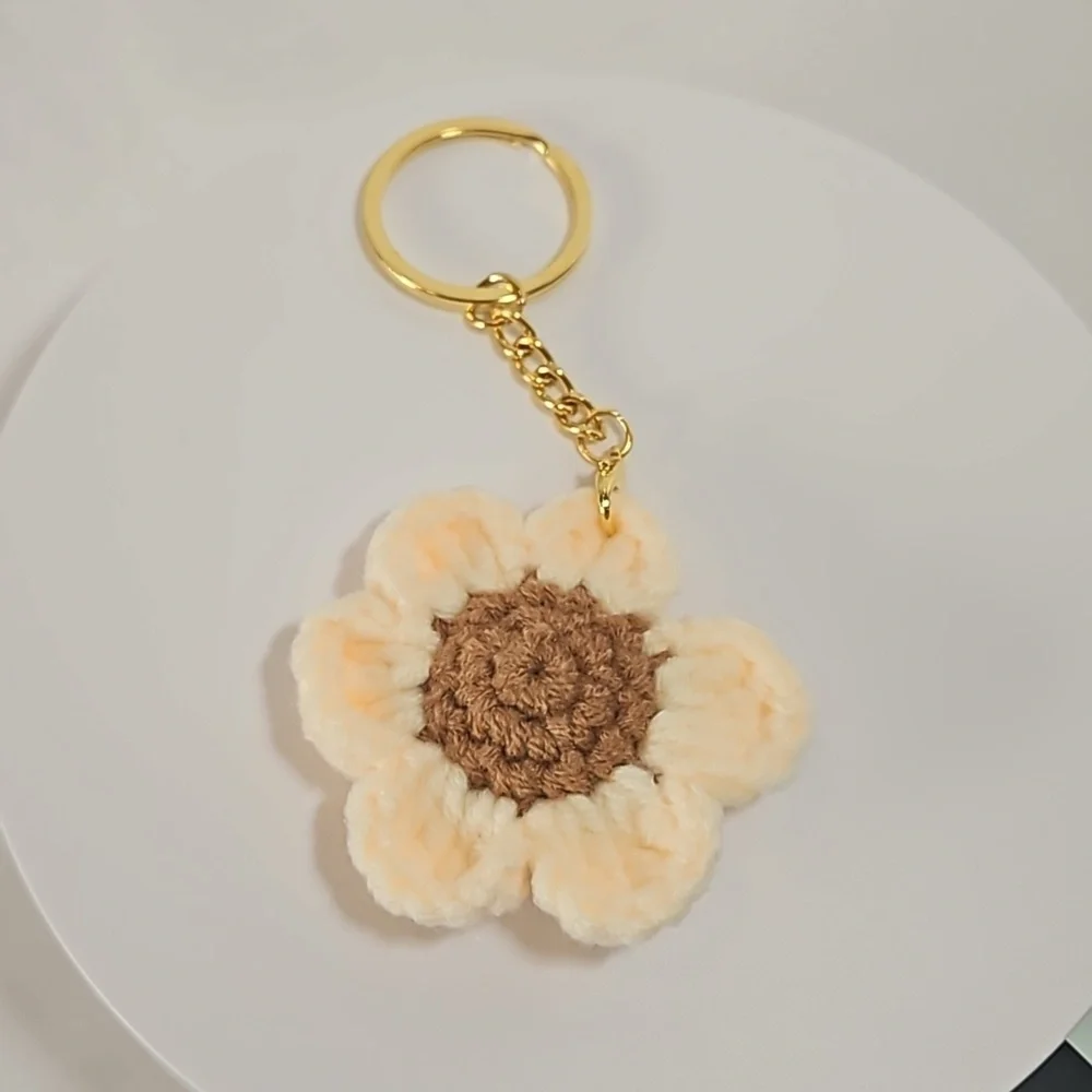 Hand Crafted Hand Knit Chrochet floral gold 4